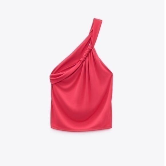New Zara | Fuchsia Top With Asymmetrical Neckline - Picture 4 of 11